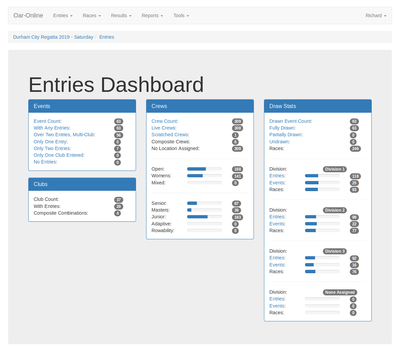 Entries Dashboard screen