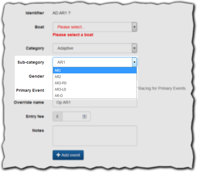 Adaptive sub-category options