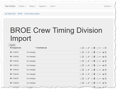 Crew Timing Divisions Import.