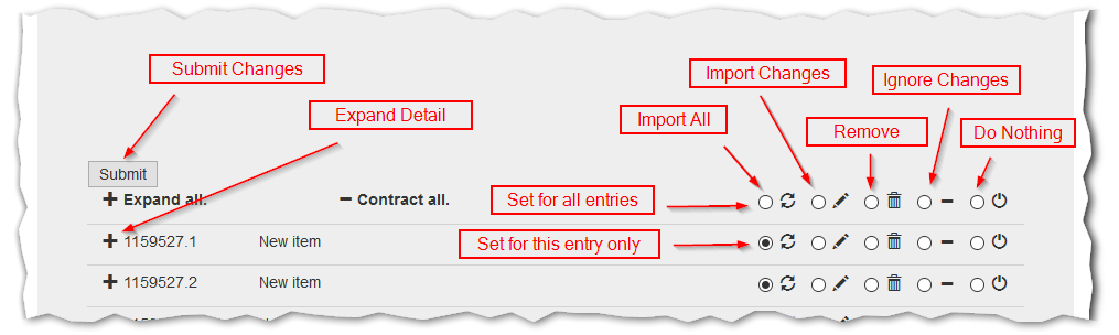 Detailed Import Screen.