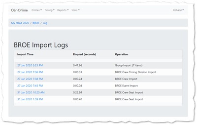 Import Log List.