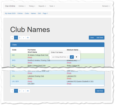 Edit Club Names.