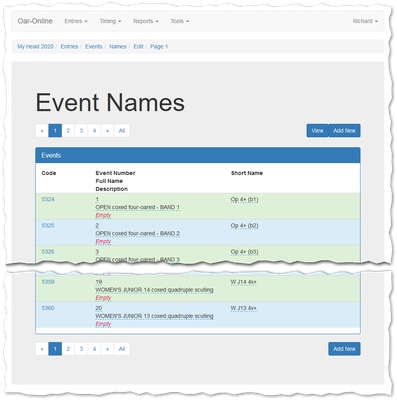 Edit Event Names.