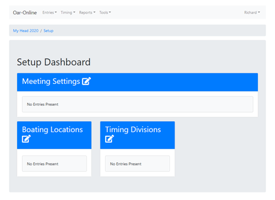 Head Race Setup Dashboard