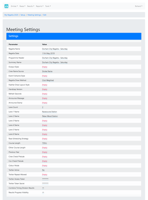 Meeting Settings for Regatta