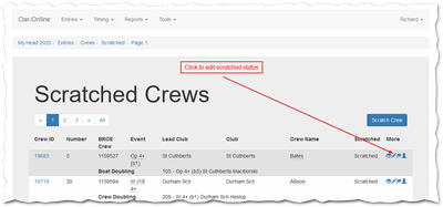 Edit Crew/Scratching Status.